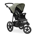 hauck Passeggino Runner 2, Passeggino a tre ruote con ruote pneumatiche XL per bambini fino a 22 kg, Protezione UV 50+, Finestra di ventilazione, Regolabile in altezza, Pieghevole, Cestino XL fino a 3 kg, Funzione reclinabile (Nero)