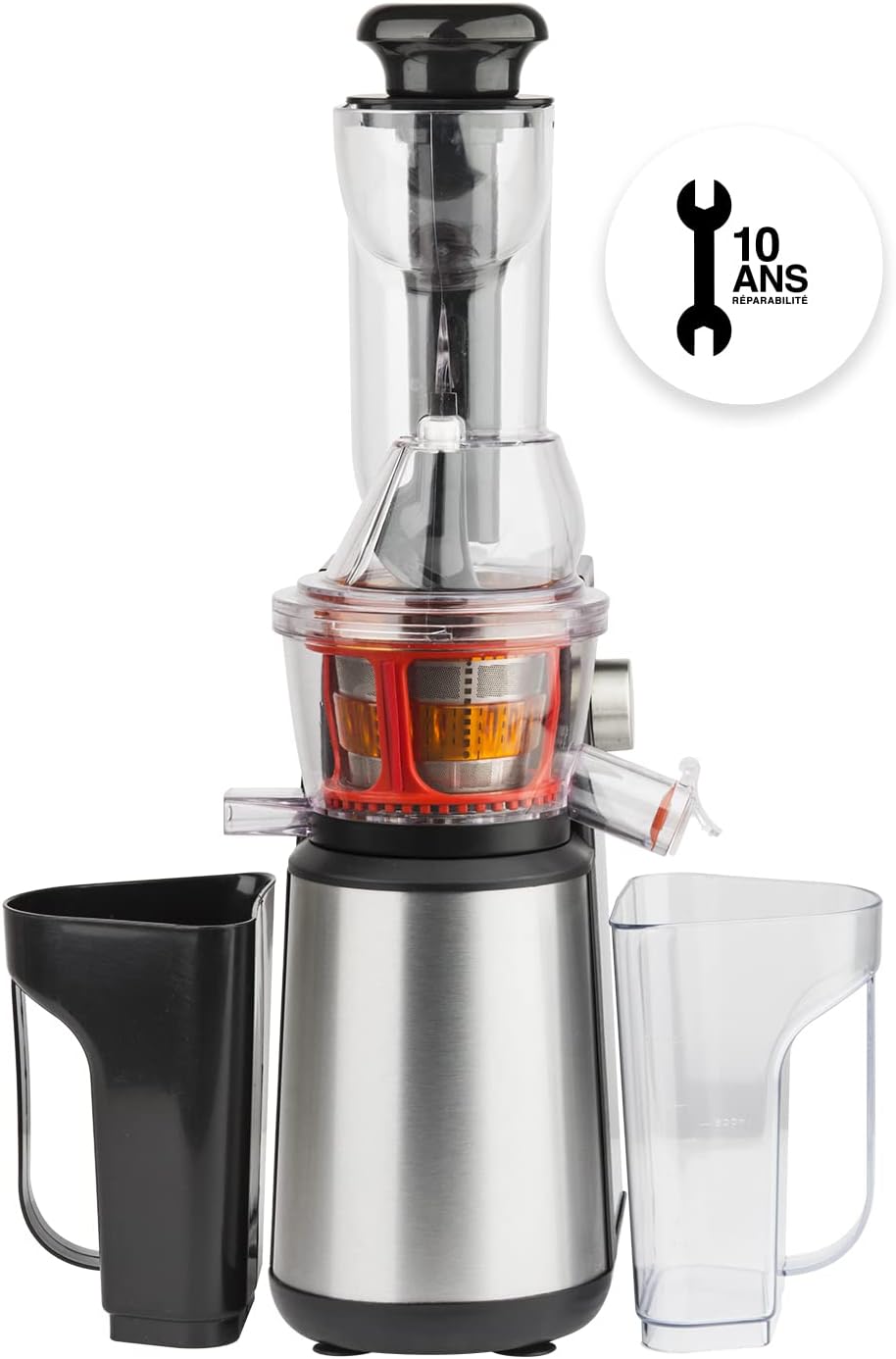 H.Koenig GSX22 Estrattore di succo / 1 L / 3 filtri per sorbetto, succo denso, succo leggero / Contenitore per polpa / Lavabile in lavastoviglie / Acciaio inossidabile /, Nero