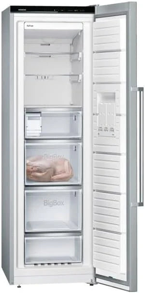 Siemens GS54NAWCV iQ500 Congelatore, 176 x 70 cm, 327 L, noFrost mai più sbrinamento, bigBox spazio per alimenti grandi, varioZone ripiani in vetro e cassetti flessibili, Bianco