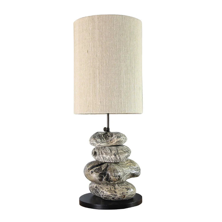 Holz Tischlampe CAMBRIA in Stein-Optik