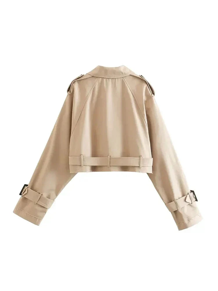 Elegante trench a taglio corto - Cappotto corto moderno in beige