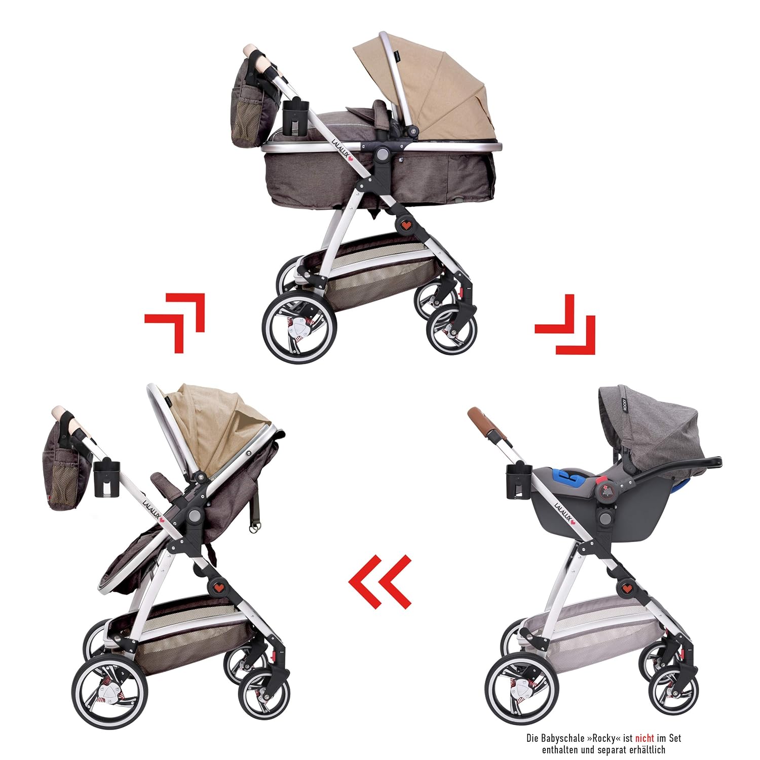 Lalalux Babyboomer Passeggino Leggero Combinato Set Completo, Passeggino Multifunzione, Pieghevole, Sportivo, Universale, Doppie Sospensioni, incl. Borsa, Parapioggia e molto altro. Per Bambini fino a 36 mesi