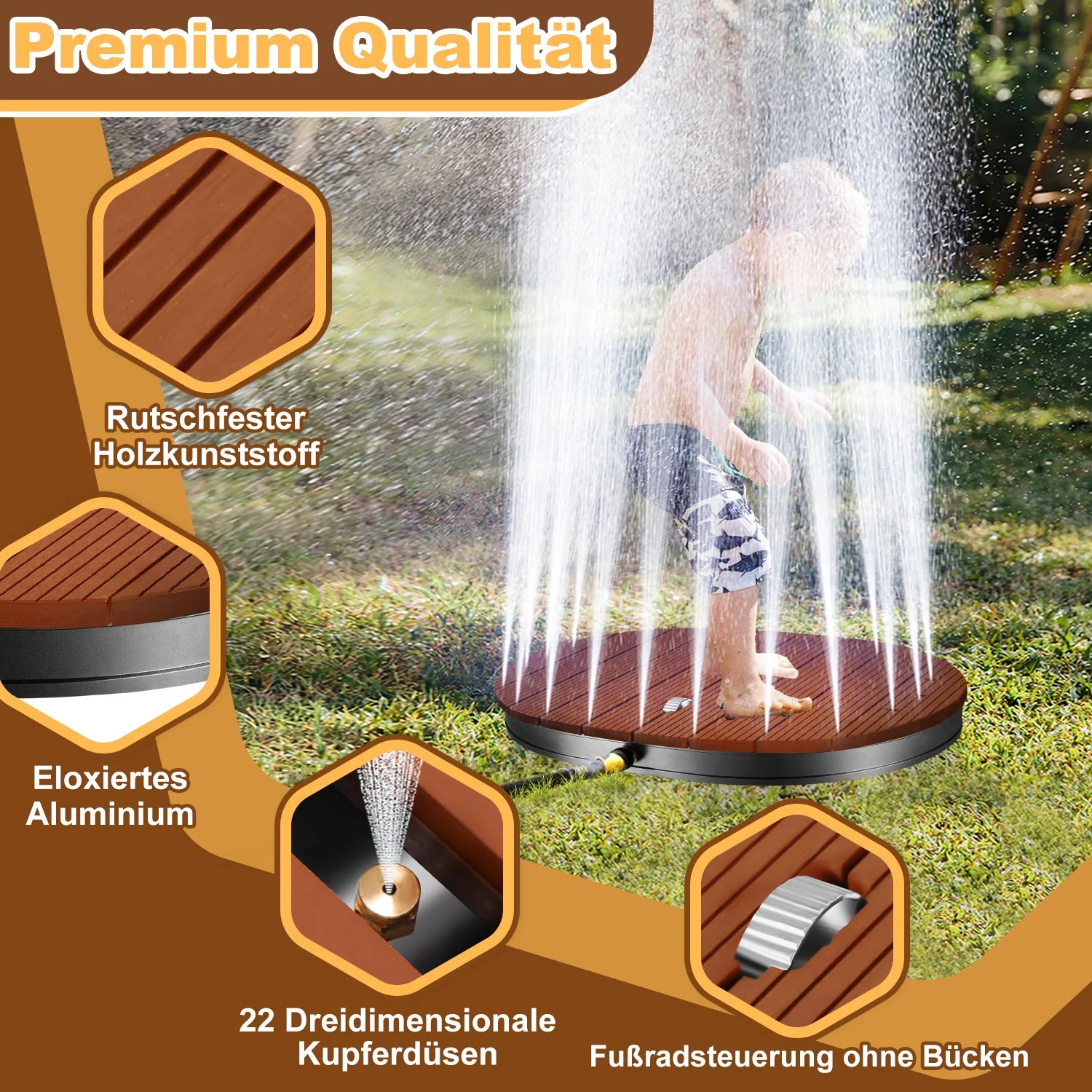 Sonnewelt Doccia da Giardino a Pavimento con Furad e Ugelli in Rame