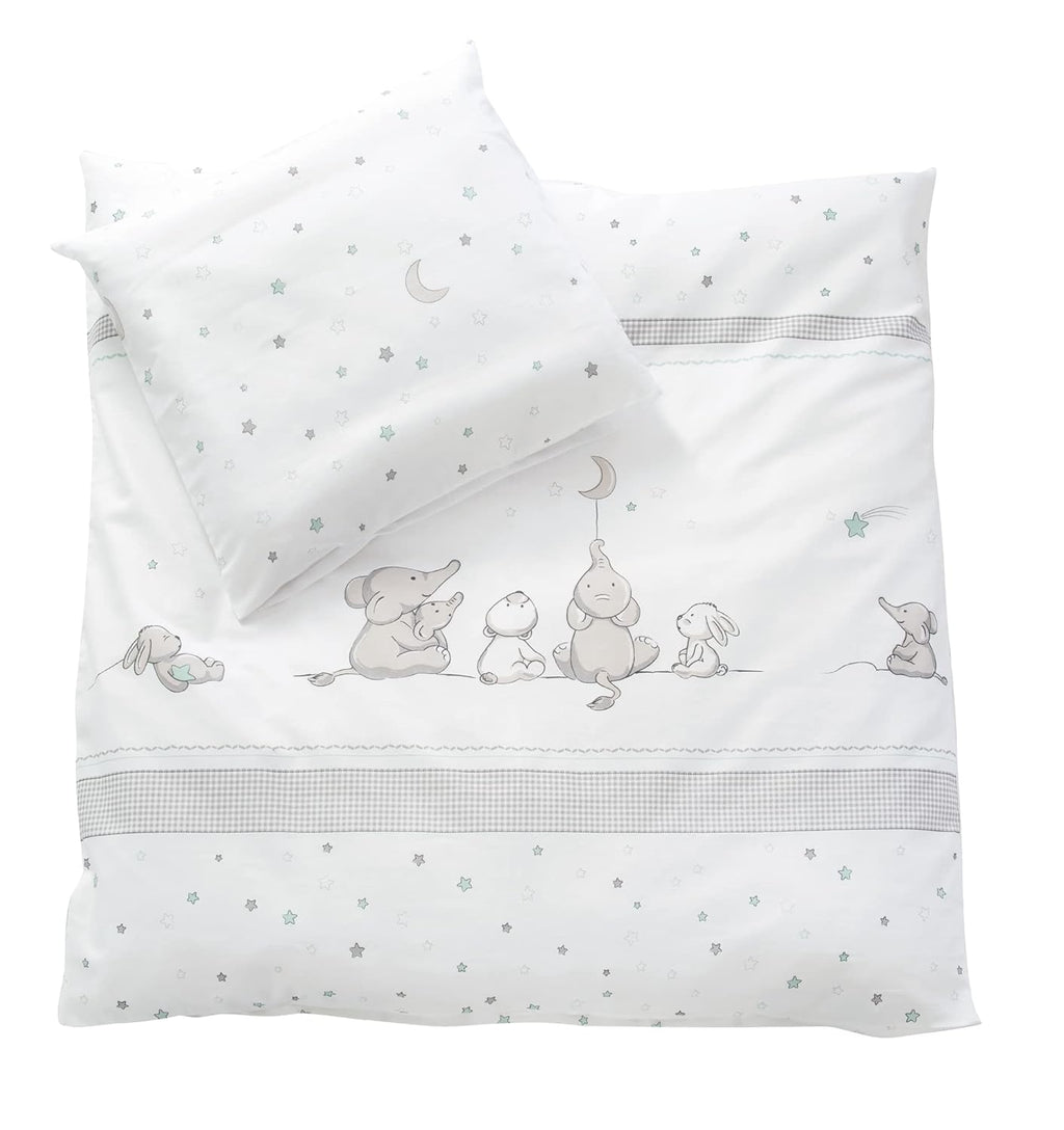roba Babywiege 40 x 90 cm Adam & Eule - Stubenwagen & Wiege mit Rollen - Bett Set komplett mit Feststellfunktion - Inkl. textiler Ausstattung - Holz weiß