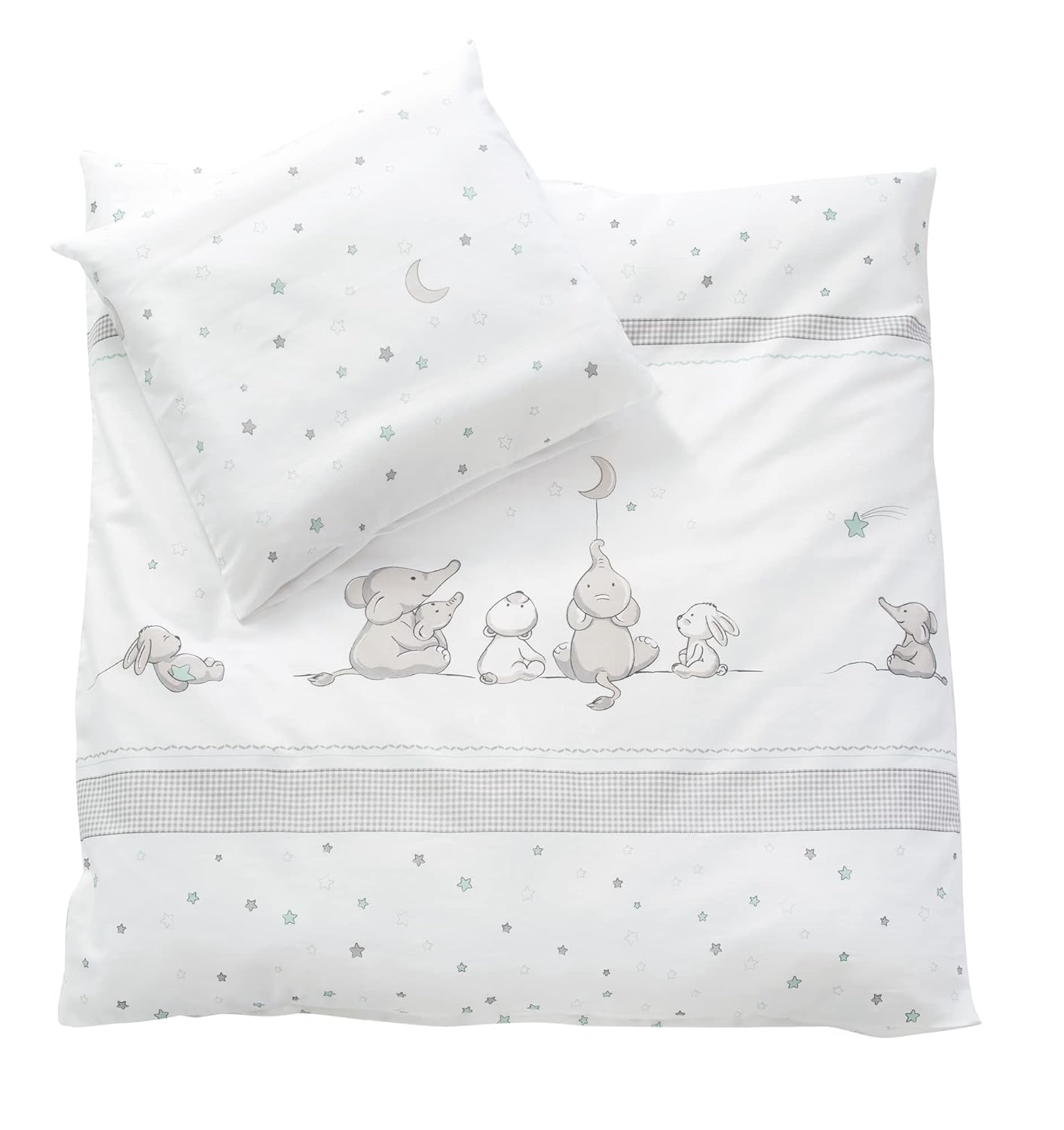 roba Babywiege 40 x 90 cm Adam & Eule - Stubenwagen & Wiege mit Rollen - Bett Set komplett mit Feststellfunktion - Inkl. textiler Ausstattung - Holz weiß