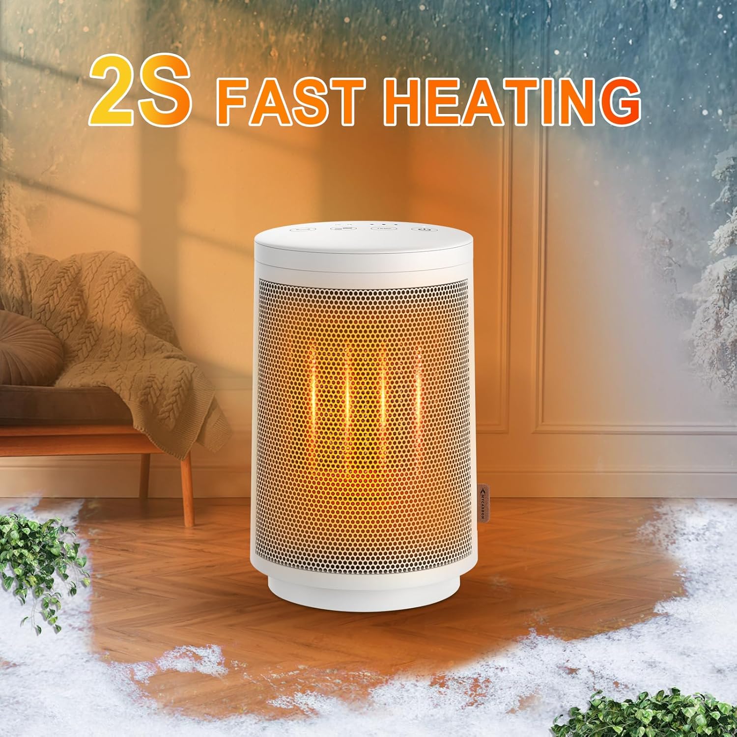 MYCARBON Stufetta Elettrica Bagno 900W/1500W Termoventilatore Basso Consumo Silenzioso con Termostato 8H Timer Oscillazione 60° Protezione Antiribaltamento e Surriscaldamento, Stufa Elettrica in Ceramica per Bagno Soggiorno