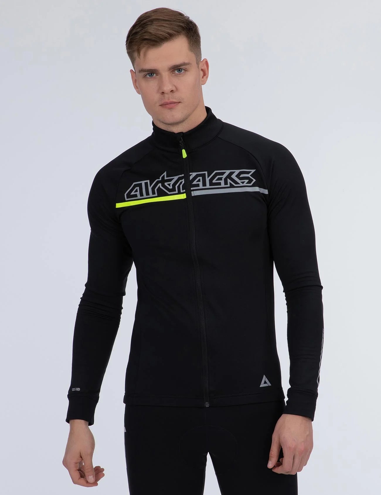 Maglia termica da ciclismo a maniche lunghe Pro Team da uomo - Nero-Neon