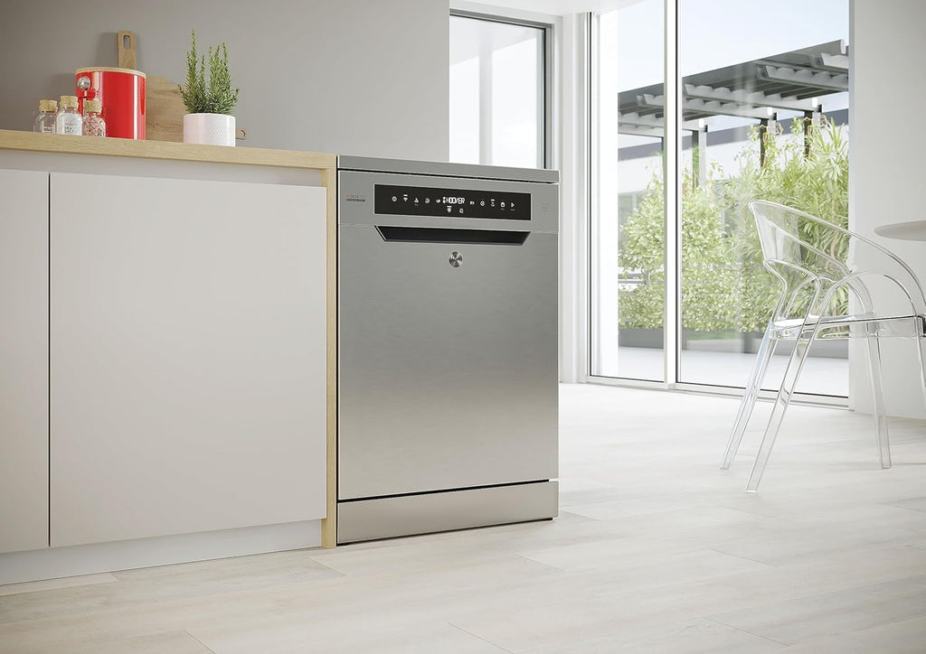 Lavastoviglie Hoover HF 4C6F0PW; 14 coperti; Libera installazione, 60 cm di larghezza; Classe di efficienza energetica C; Controllo intelligente con tecnologia WiFi + Bluetooth