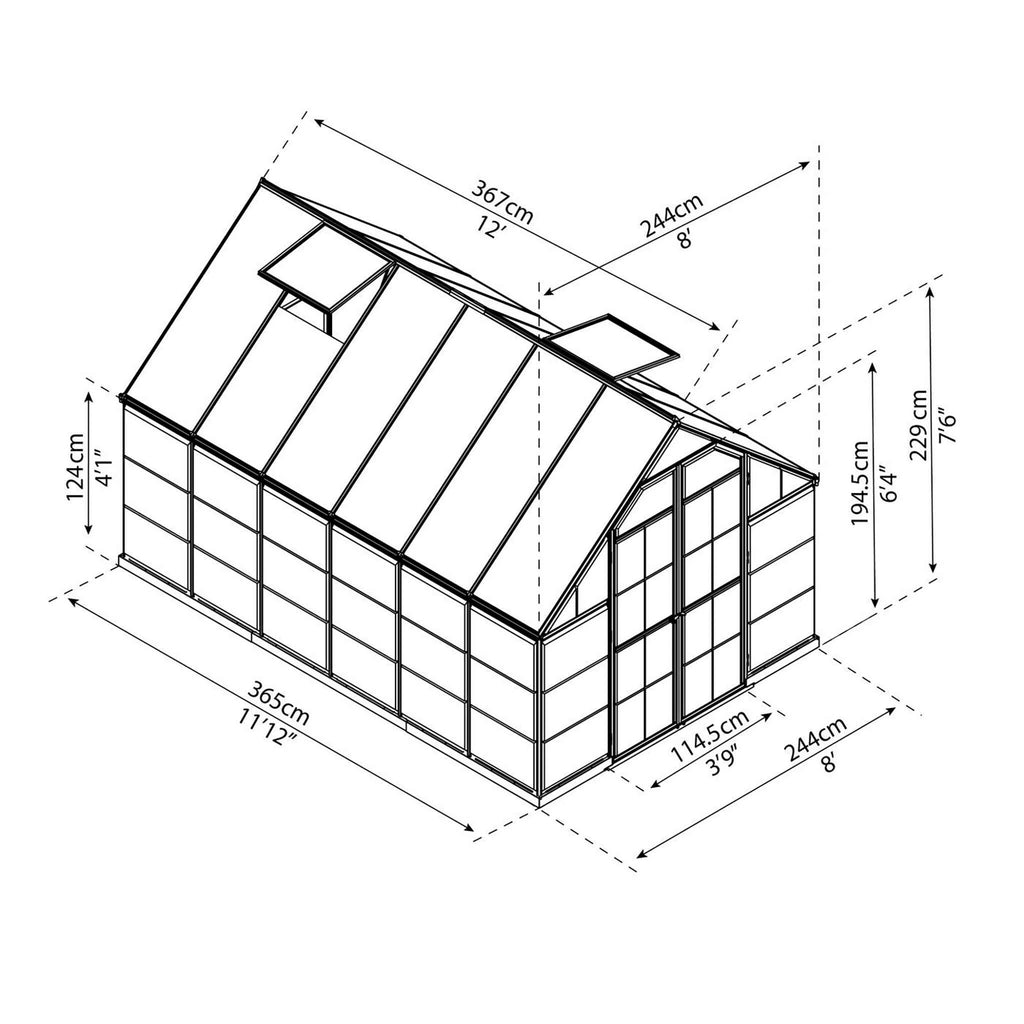 Serra Palram-Canopia Balance Hybrid, 8,9 m², 8x12, argento