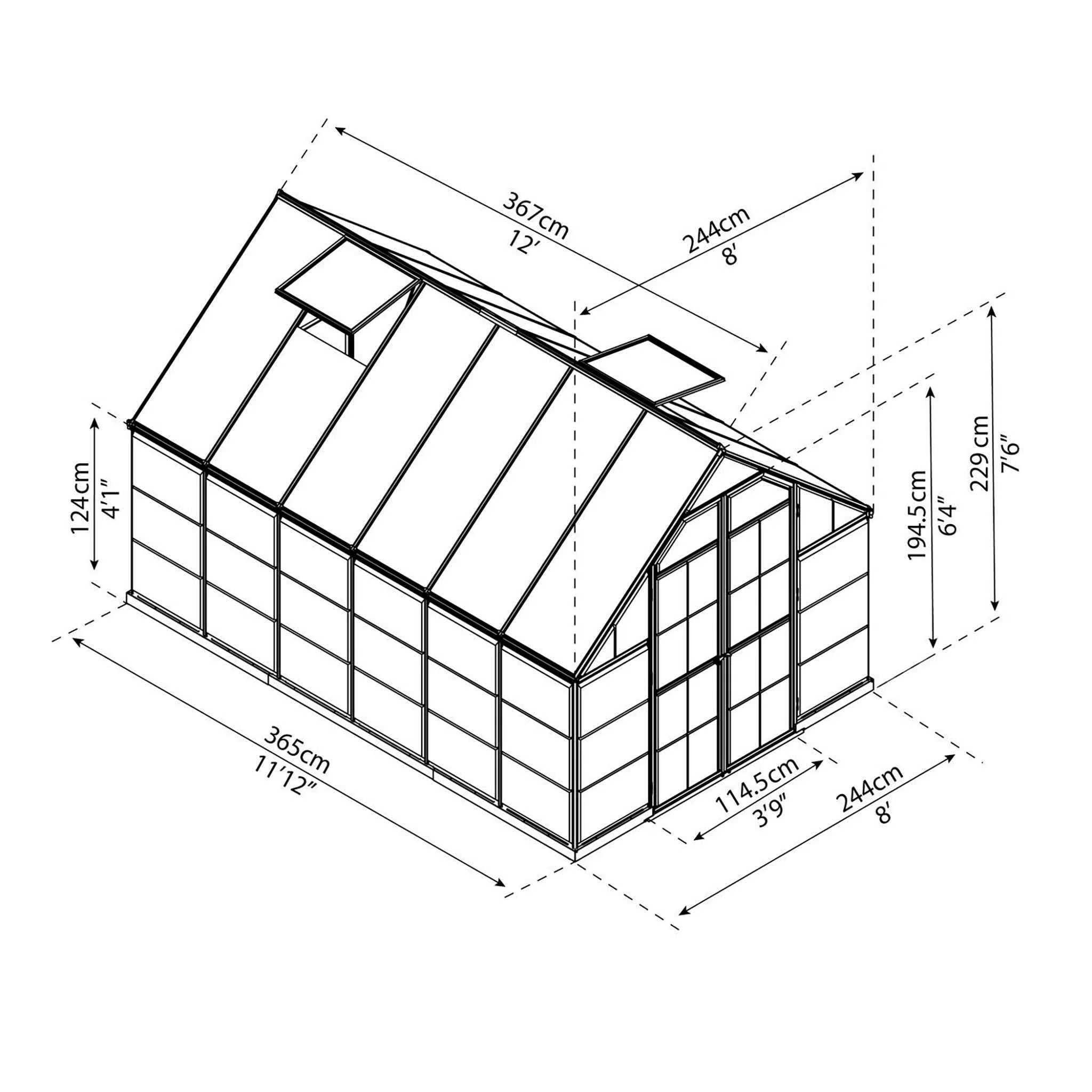 Serra Palram-Canopia Balance Hybrid, 8,9 m², 8x12, argento