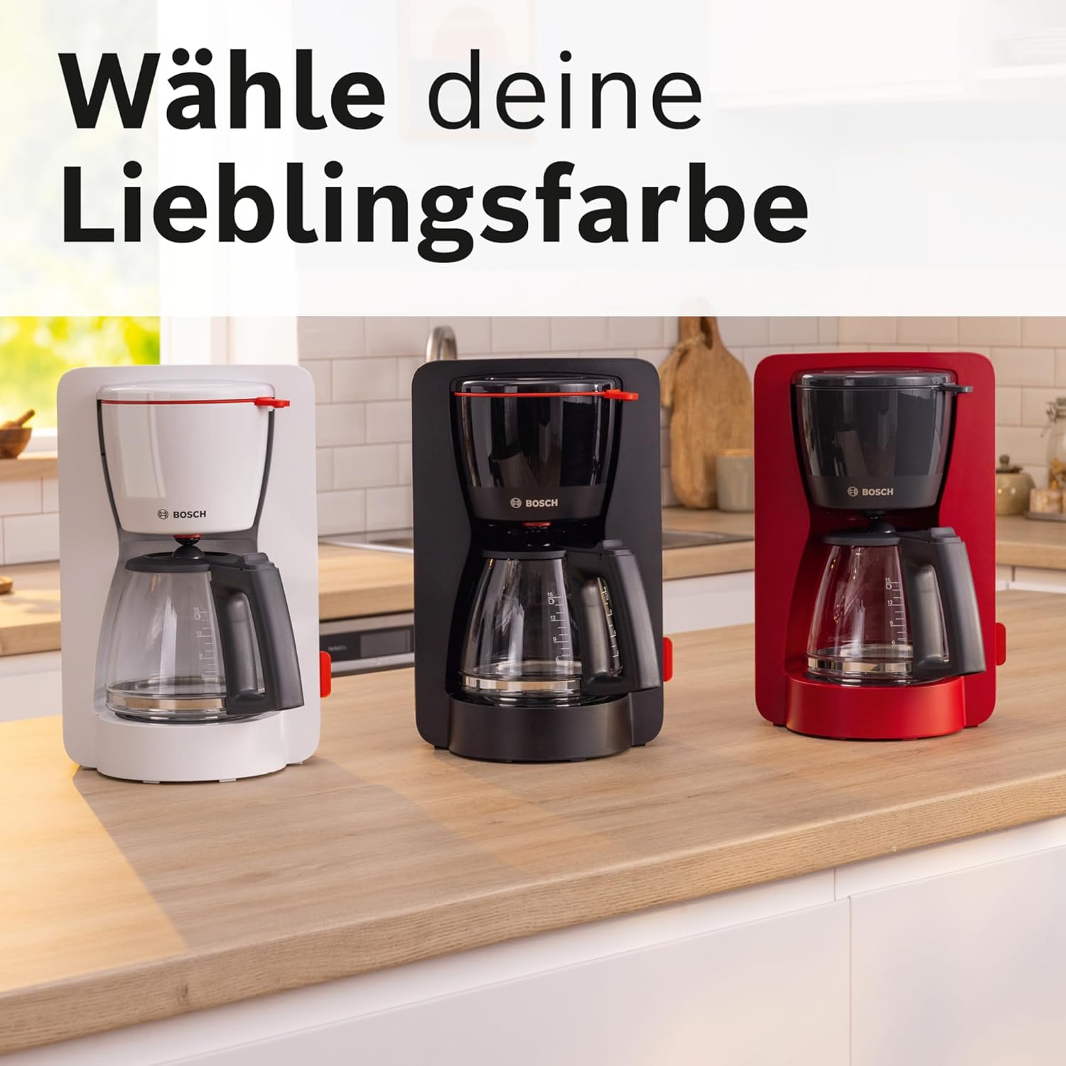 Bosch Filterkaffeemaschine MyMoment TKA3M134, Thermokanne 1 L, für 8-12 Tassen, Tropfstopp, schwenkbarer Filtertrger, Entkalkungsprogramm, abnehmbarer Wassertank, 1200 Watt, Schwarz matt