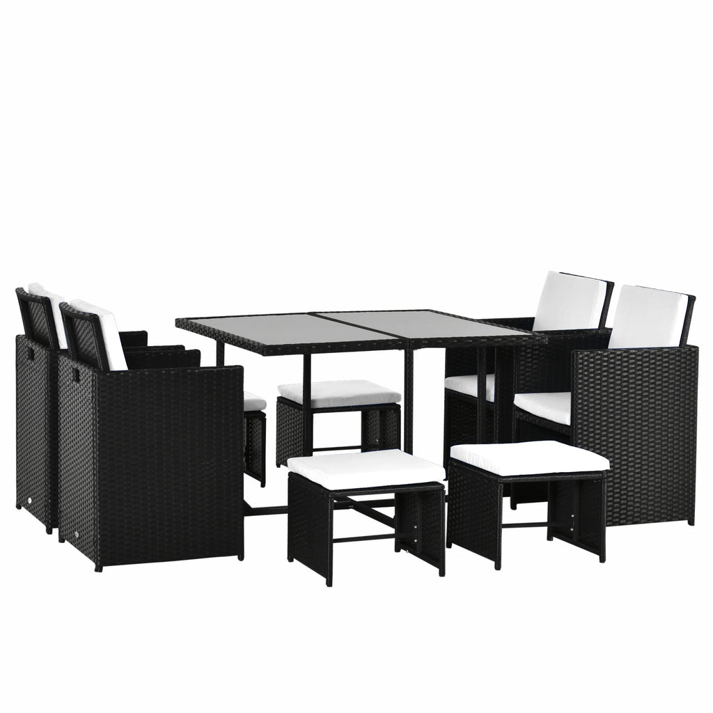 Set mobili da giardino in polyrattan Outsunny 9 pz. salvaspazio resistente alle intemperie
