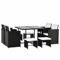 Set mobili da giardino in polyrattan Outsunny 9 pz. salvaspazio resistente alle intemperie