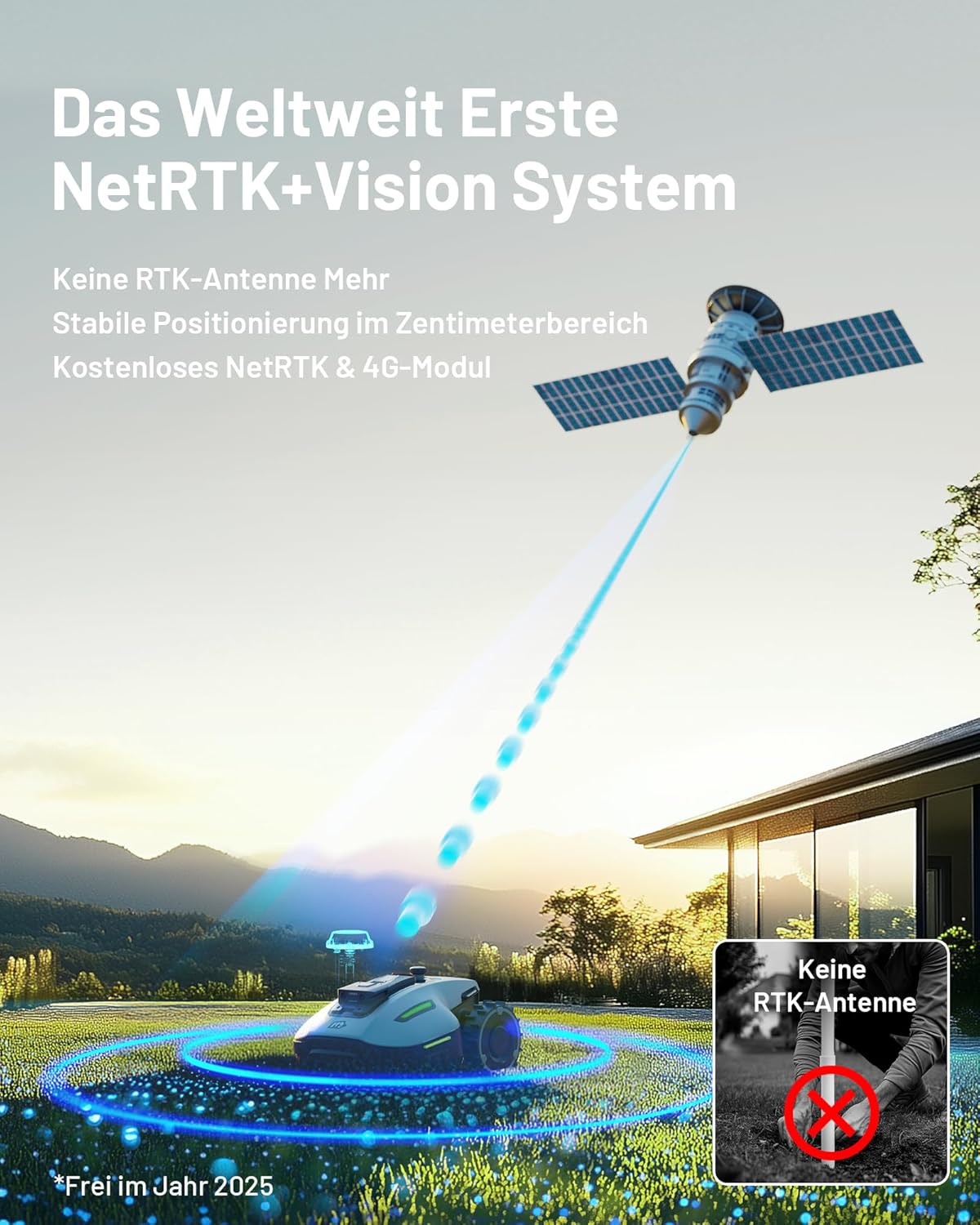 MAMMOTION YUKA Mini 500 Robot Rasaerba senza Filo Perimetrale, NetRTK+Vision, Nessuna Antenna RTK Necessaria, Mappatura Automatica, Consigliato 500m², Max 700m², con Modulo 4G, Pendenza 50%