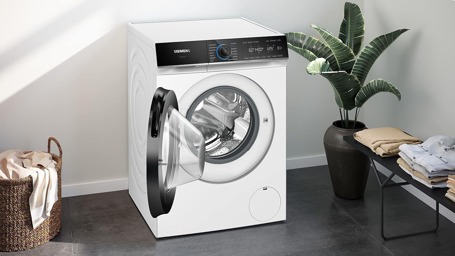Siemens WG54G106EM iQ500, Waschmaschine 10kg, 1400 U/min, Antiflecken-System, varioSpeed für schneller saubere Wsche, Nachlegefunktion, wscheschonend, LED-Display, aquaStop, Amazon Exclusive Edition