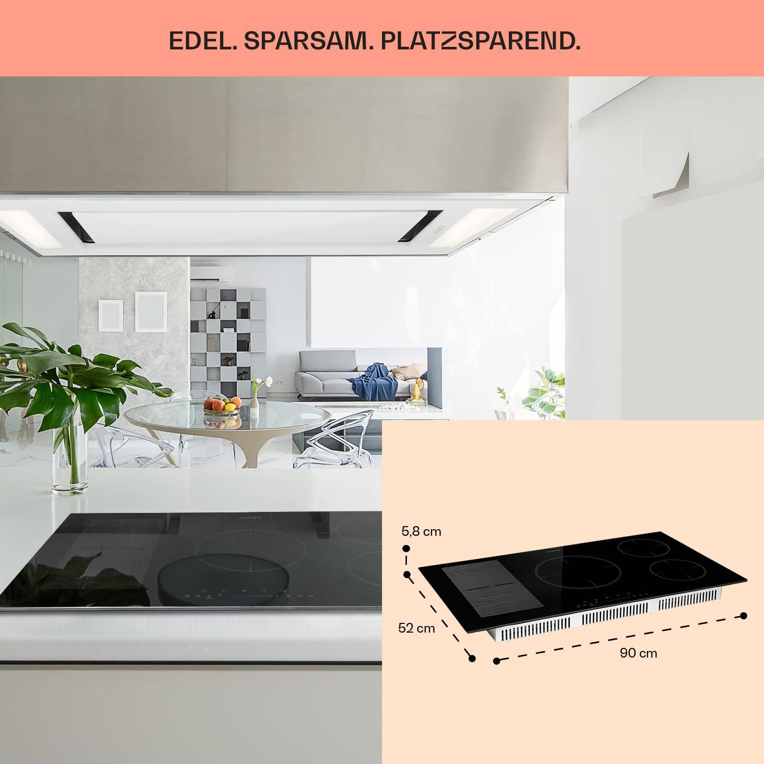 Klarstein Piano Cottura a Induzione, Piano Cottura in Vetroceramica, con 4 Piastre, Incasso con Display Touch, Display Digitale e Funzione Timer, Riscaldamento Veloce, 7000 Watt