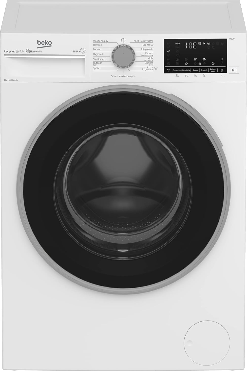 Beko B5T4824IF bPRO Asciugatrice 500 W, 8 kg, Carica Frontale, Pompa di Calore, Adatta per chi soffre di allergie, 15 Programmi, Funzione Vapore, Antipiega, Programma Silenzioso, Cesto AquaWave, Bianco