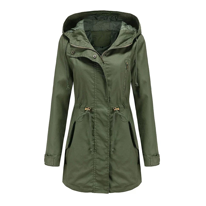 Damen Reiverschluss Windjacke Mit Kordelzug