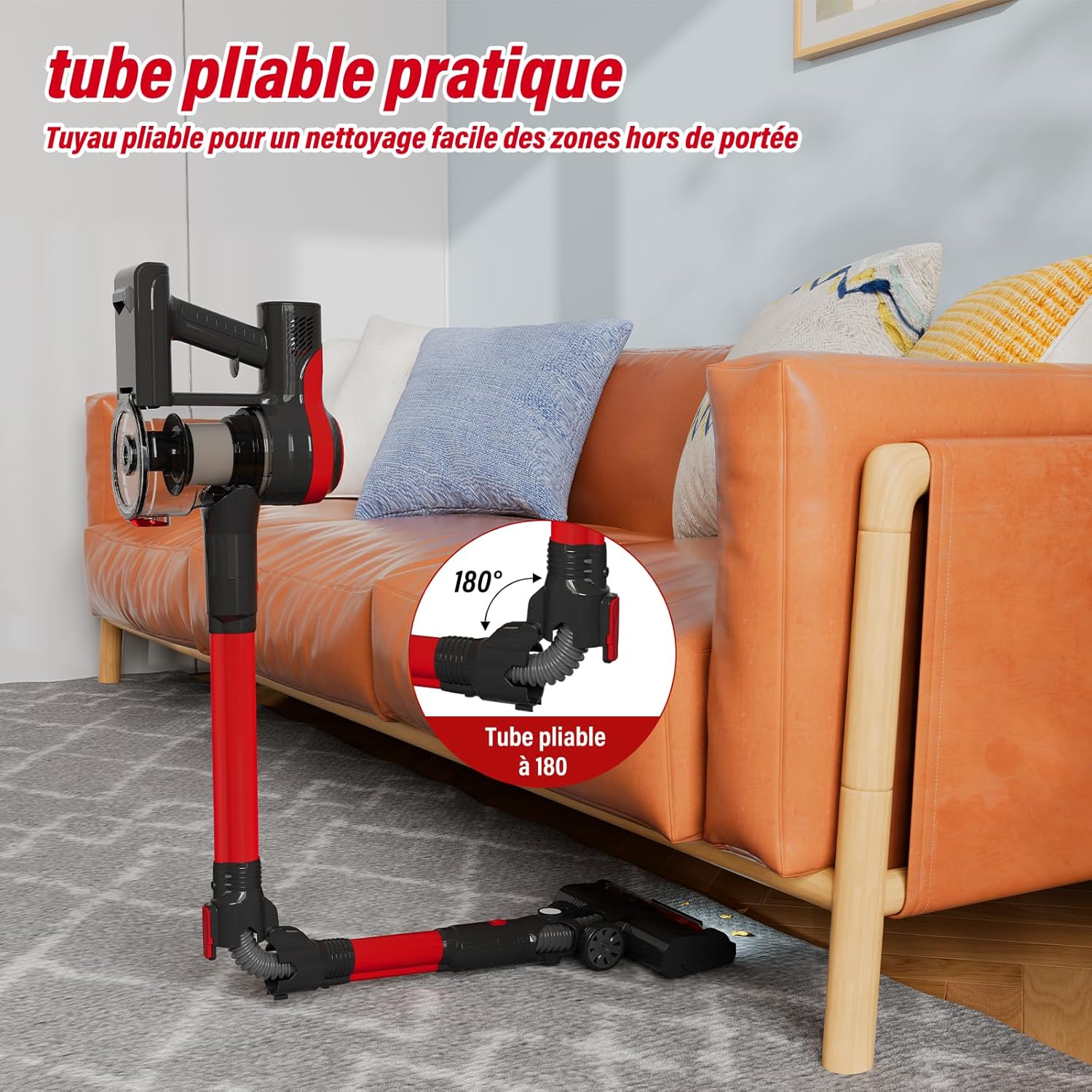 Stanew Aspirapolvere Portatile Senza Fili, 30Kpa, 320W, Pieghevole, 40 Min. di Autonomia, LED, per Peli di Animali, Tappeti, Auto, Pavimenti Duri, Divani, ecc. (ST-609-ZD)