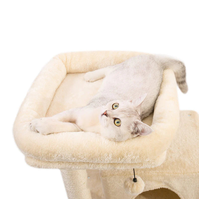 PERCHO Kratzbaum – Mehrstckiger Katzenbaum mit Spielplattform und Kuschelhhle