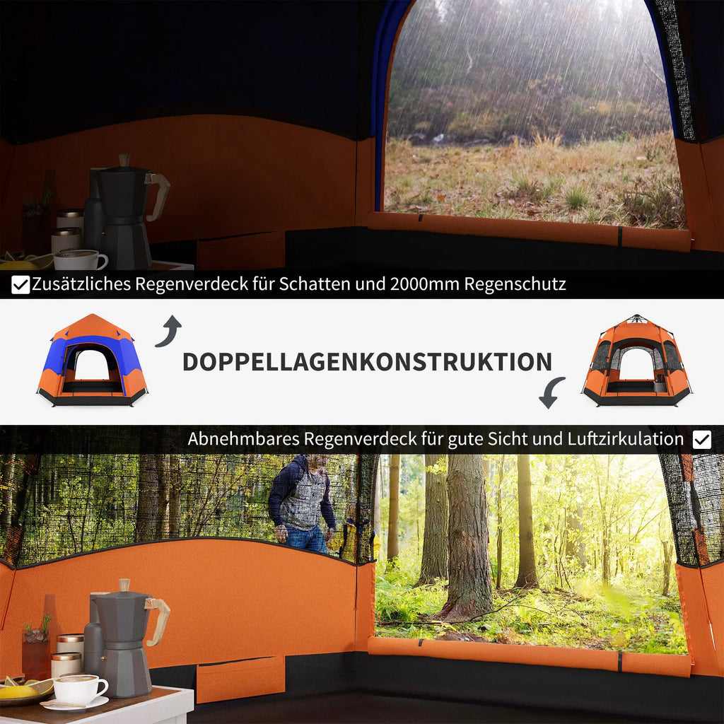 Outsunny Tenda da campeggio pop-up 4-6 persone a doppia parete per esterni