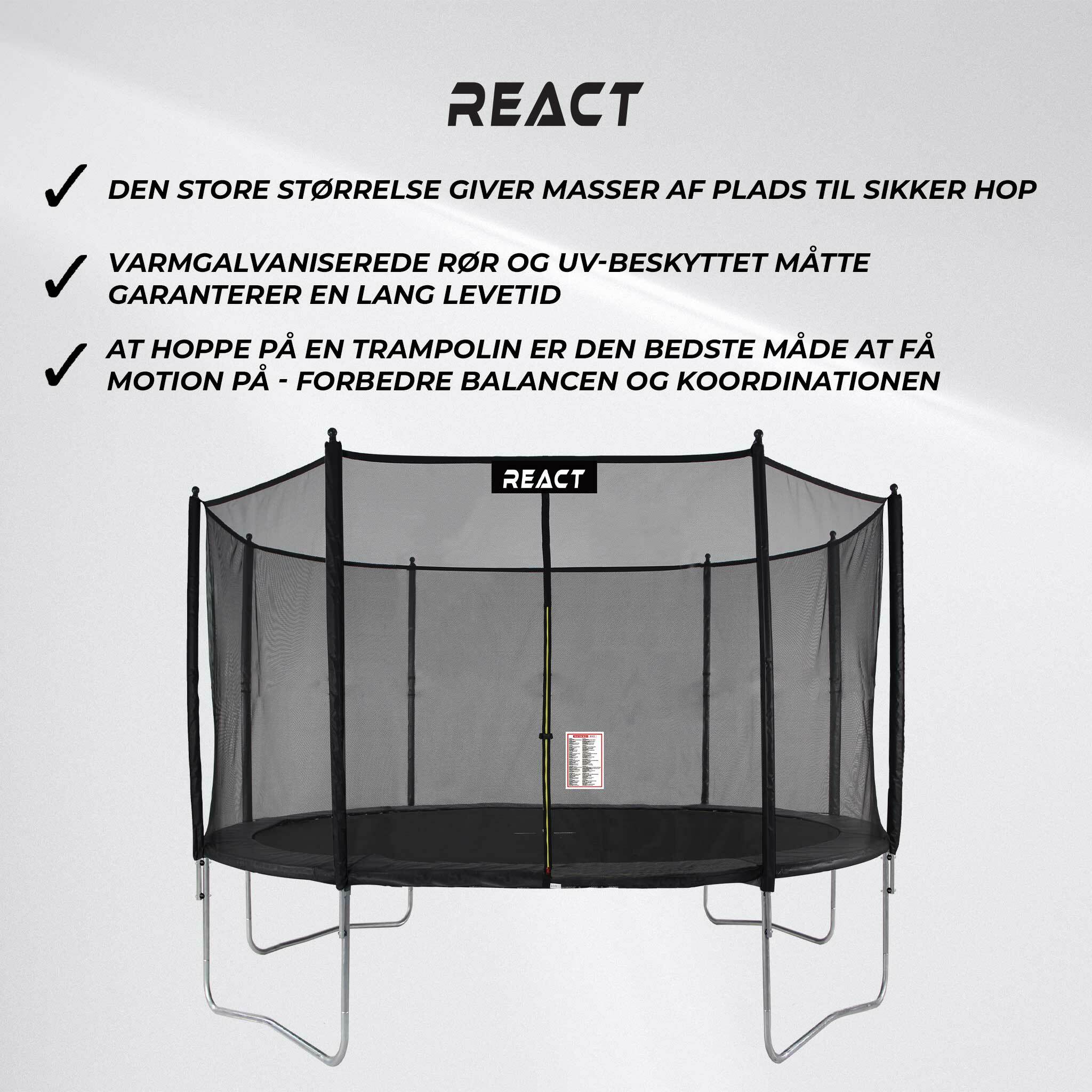 Trampolino React 427cm con rete di sicurezza