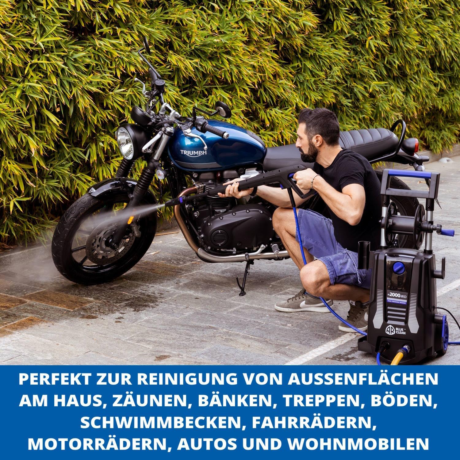Idropulitrice AR Blue Clean e-1600P con Patio Cleaner e Spazzola Fissa (1600 W, 125 bar, 420 l/h)