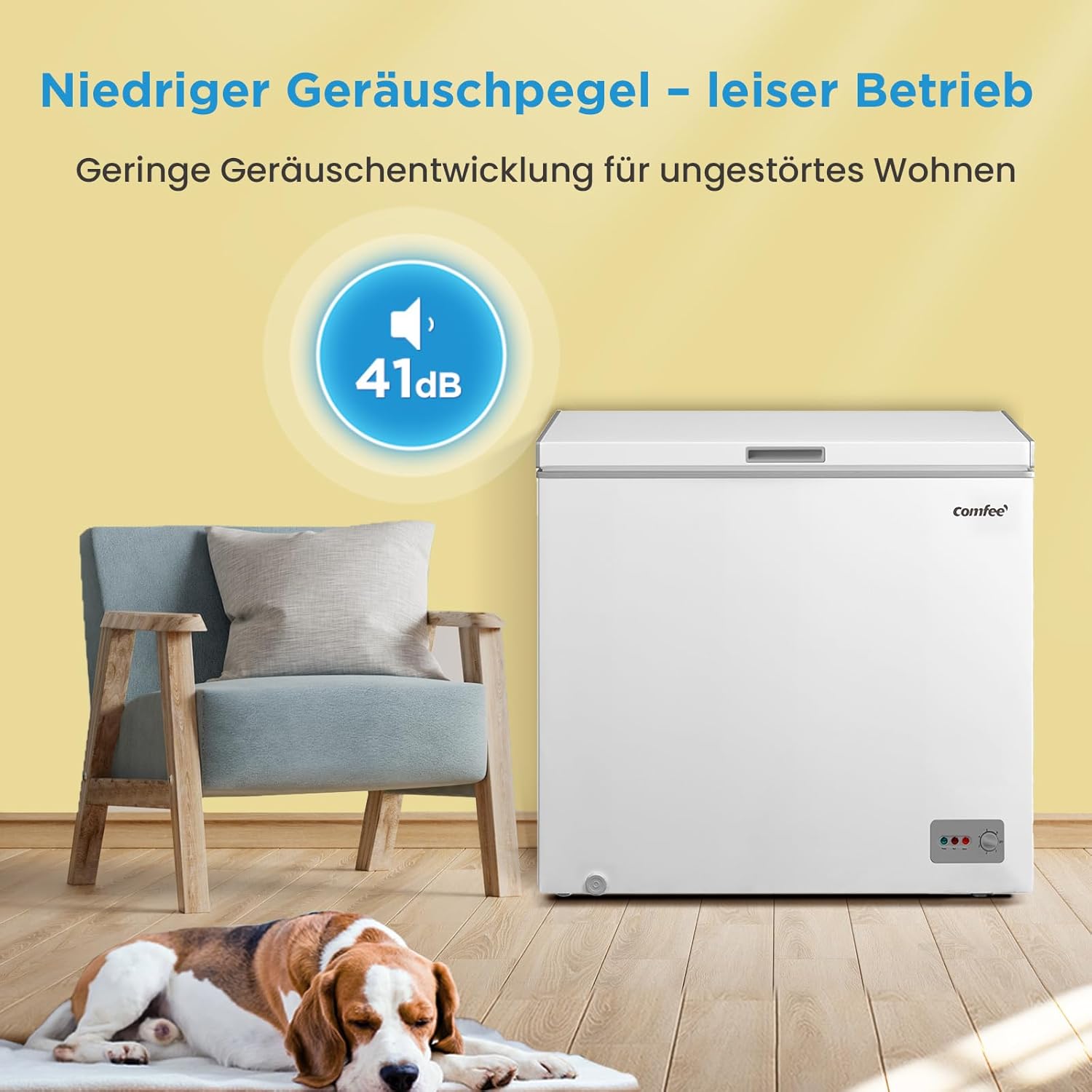 Comfee RCC100WH2(E) Congelatore a Pozzo/169 kWh/anno/85cm di altezza/99L/38dB/Bassa rumorosità/Tubo a D ad alta efficienza/Adatto a diversi scenari d'uso/Regolatore di temperatura regolabile/Bianco