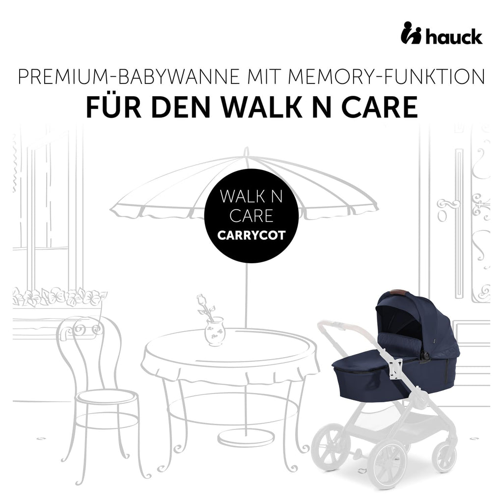 hauck Kinderwagen mit Beindecke Walk N Care ab Geburt bis 22 kg mit Liegefunktion, Becherhalter, Sitz Wendbar & Höhenverstellbar, Gummireifen, Teleskopgriff, UPF 50+, Zusammenklappbar (Dark Navy Blue9