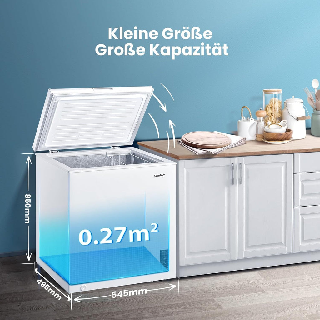Comfee RCC100WH2(E) Congelatore a Pozzo/169 kWh/anno/85cm di altezza/99L/38dB/Bassa rumorosità/Tubo a D ad alta efficienza/Adatto a diversi scenari d'uso/Regolatore di temperatura regolabile/Bianco