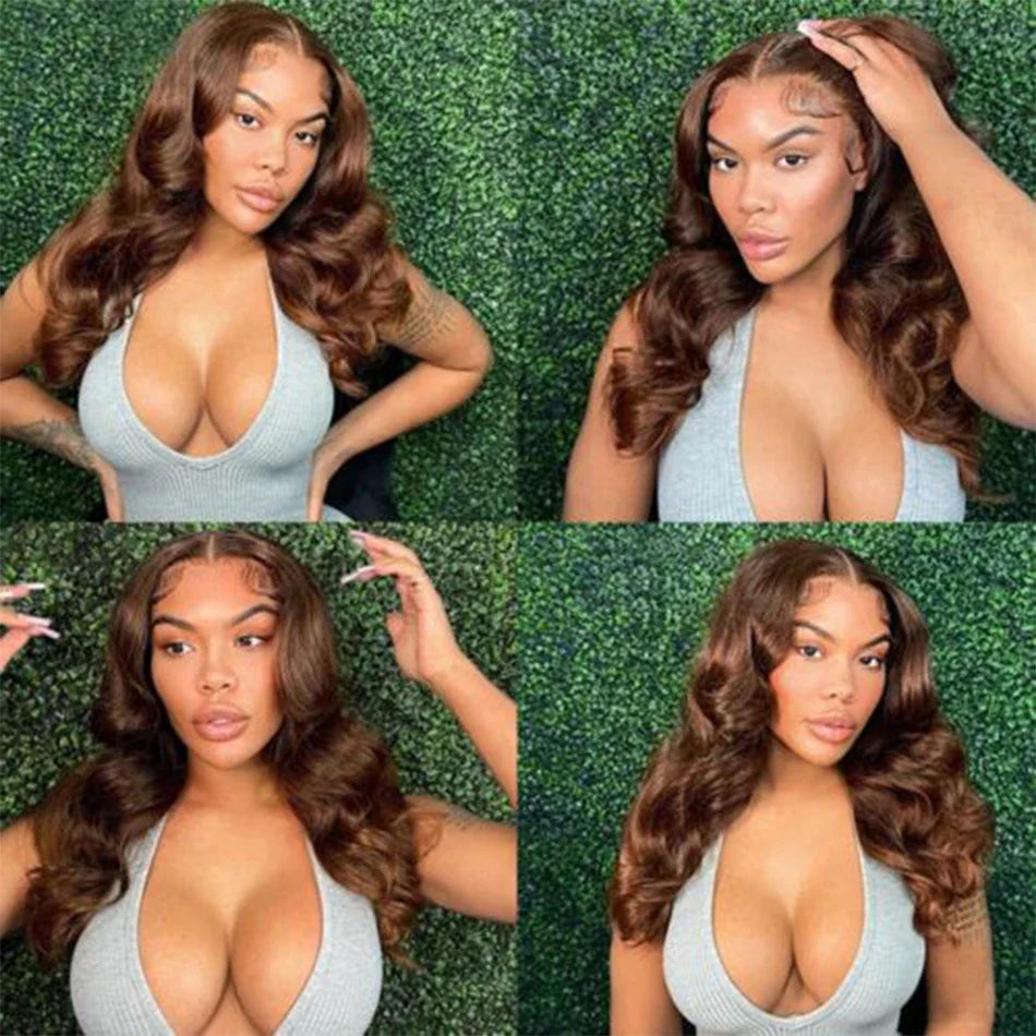 Hair Beauty: Parrucche frontali Luxurise 13x4 HD Lace - Parrucca Brazilian Virgin Lace #4 Marrone Scuro