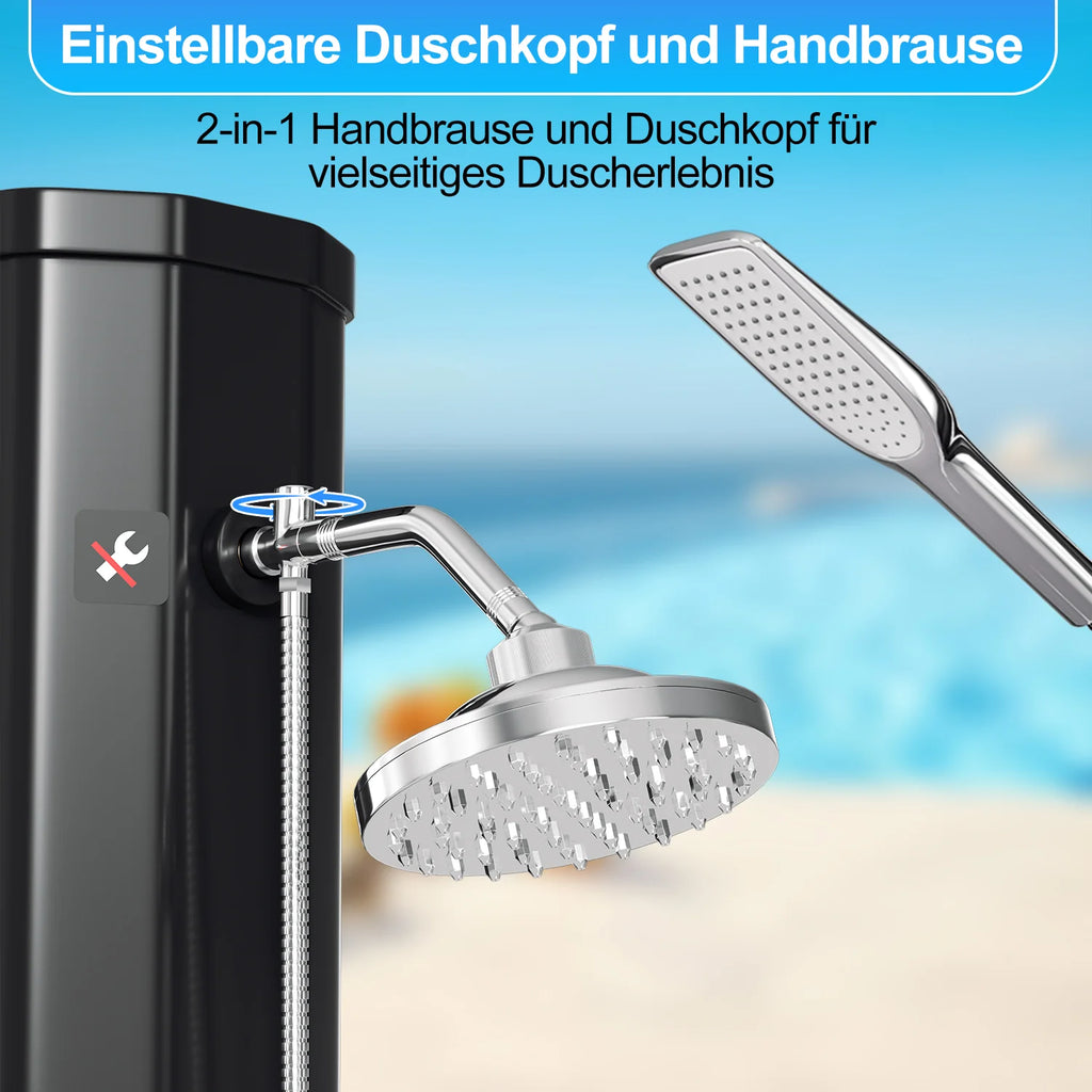 Sonnewelt Solardusche 40L Solardusche Gartendusche Inkl. Schutzhaube und Handbrause