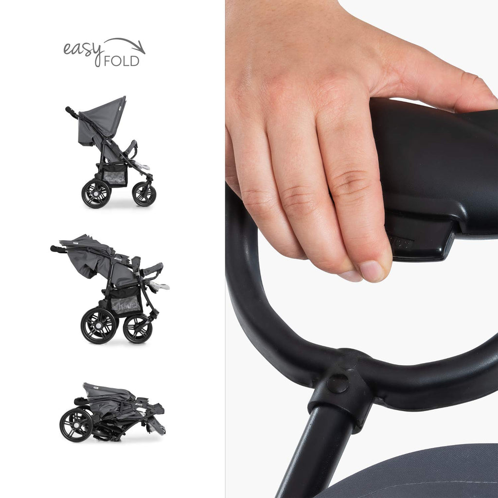 hauck Passeggino Gemellare Roadster Duo SLX, da Nascita a 15 kg (circa 3 anni) con Funzione Reclinabile, Cestino XL, Pieghevole Facile e Compatto, Ruote Grandi (Grigio/Argento)