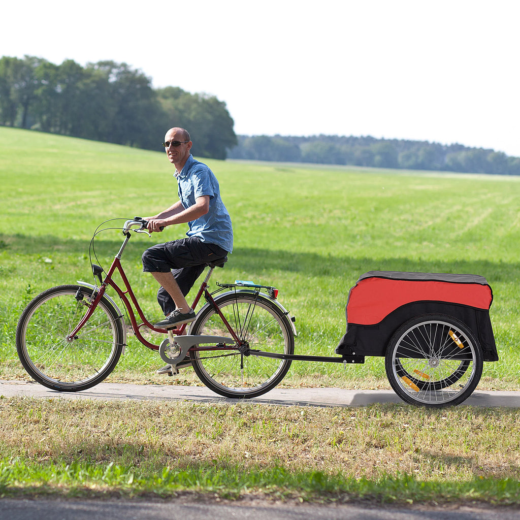 HOMCOM Rimorchio per bici, rimorchio per carico pieghevole con box di trasporto grande