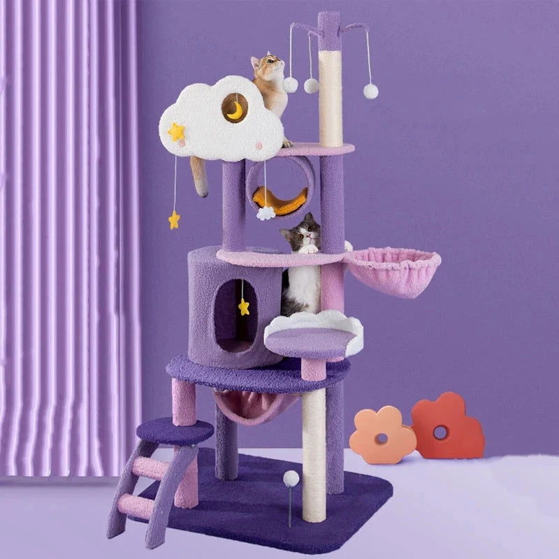 MOON Kratzbaum – Vielseitiger Katzenbaum mit Kratzstangen und Kuschelhhlen