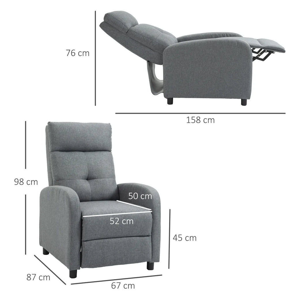 HOMCOM Relaxsessel mit Liegefunktion Grau