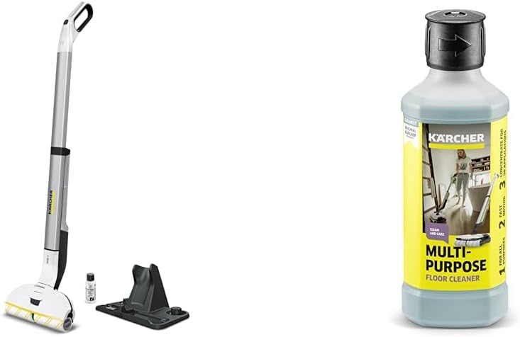 Kärcher Lavapavimenti elettrico EWM 2, lavapavimenti senza fili con 2 rulli in microfibra rotanti, durata della batteria: circa 20 min, capacità di superficie per carica della batteria: circa 60 m², bianco