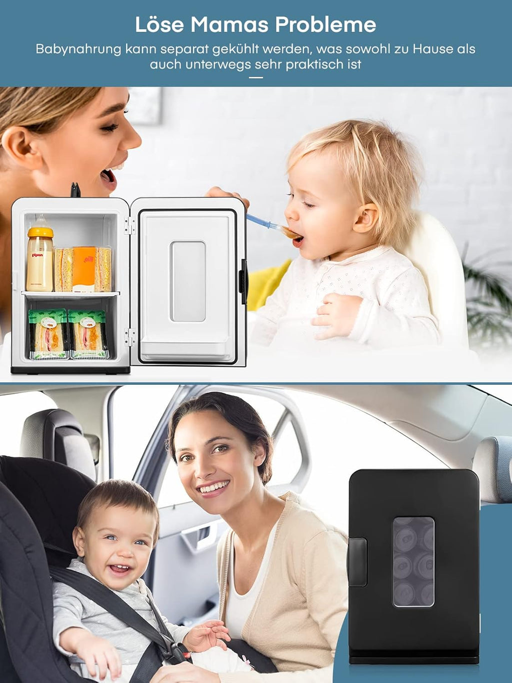 NORTHCLAN Mini Frigo per Camera 15 L, con 220 V CA/12 V CC per Uso in Auto e Casa, Frigorifero Portatile e Scaldavivande Perfetto per Bevande, Cosmetici, Snack, Modalità Max ed Eco, Nero