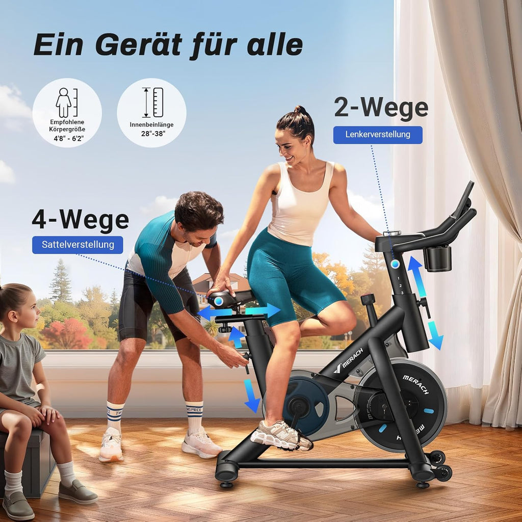 MERACH Cyclette con Resistenza Regolabile, Bici da Allenamento Silenziosa con Monitor LCD Migliorato, Supporto per Tablet, Cyclette da Interno per Cardio Fitness a Casa, App Dedicata, Fino a 136 kg
