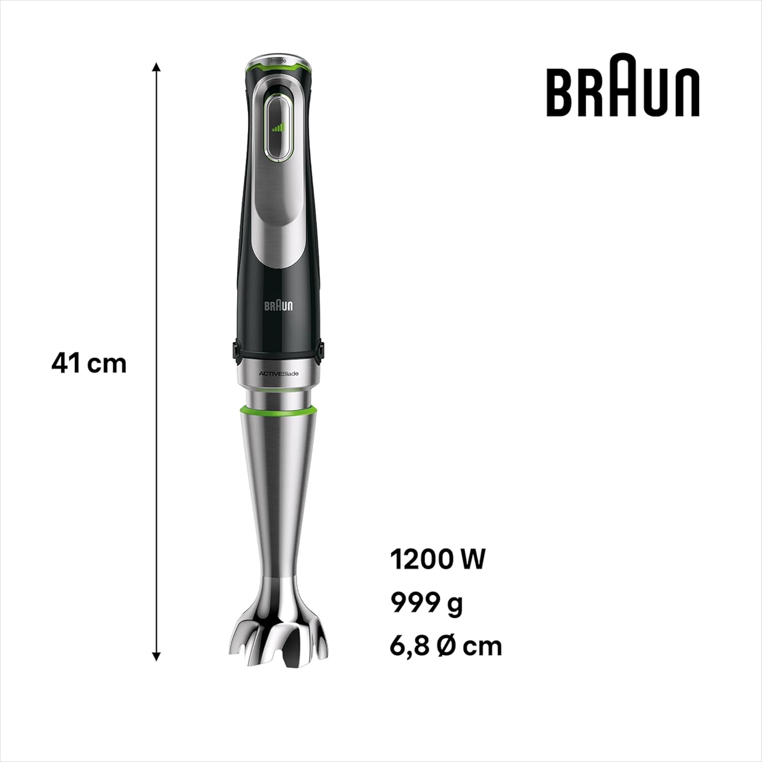 Braun MultiQuick 9 MQ 9187XLI Frullatore a immersione – Frullatore a immersione con tecnologia Active PowerDrive e 5 accessori per tritare, pestare, frullare e tritaghiaccio, 1200 Watt, nero/acciaio inox