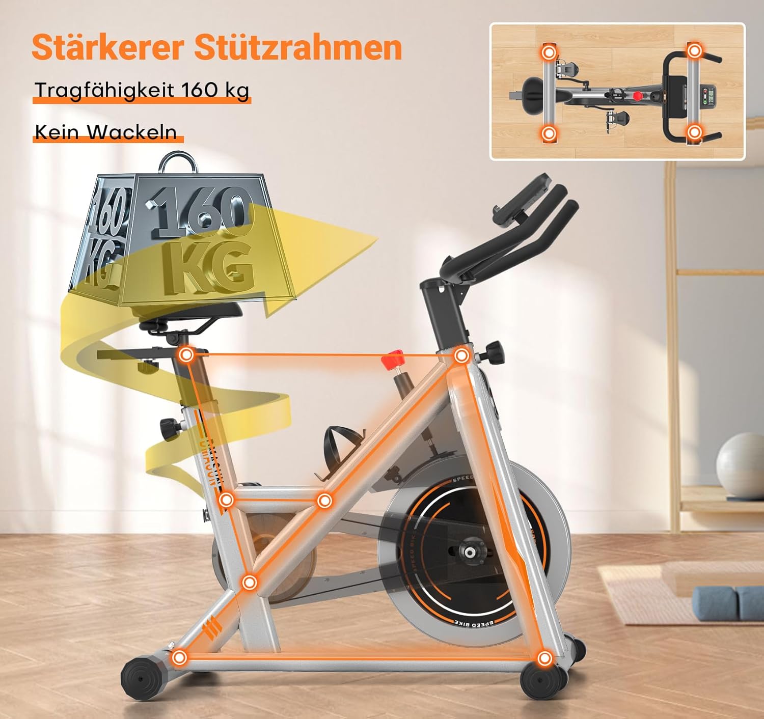 Neuestes Heimtrainer Fahrrad mit Magnetischem Widerstand, DMASUN Leises Ergometer Heimtrainer, Hometrainer Fahrrad mit LCD-Display, Tablet-Halterung, Bequeme Sitze & Sitzbezug, Fitnessbike Bis 160kg
