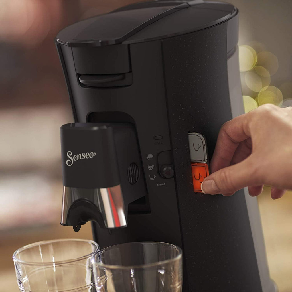 Philips Senseo Select CSA240/20 Macchina da caffè a cialde (selezione intensità Plus, funzione Memo, in plastica riciclata), Nero Eco