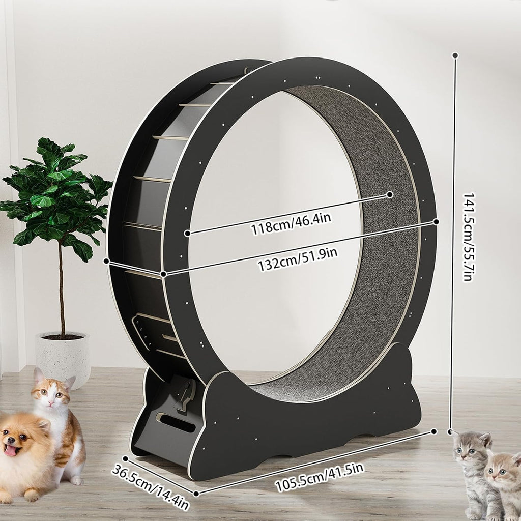 Katzenlaufrad, Laufrad für Katzen, 100cm Innendurchmesser Laufrad Katze, Super Leises Haustier Katze Laufrad Spielzeug, Holzlaufrad Laufrad Wheel Innen für Kleines Mittel Großes Katze (Holzfarbe, XL)