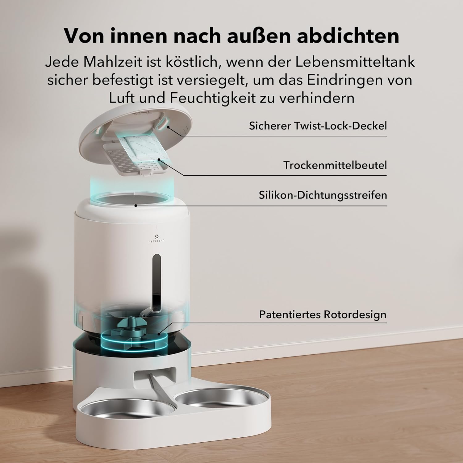 PETLIBRO 5L Futterautomat für 2 Katzen und Hunde mit APP, 5G-WLAN-Haustierfutterspender, Automatische Katzenfutterspender mit Sensor für niedrigen Futtermangel, 1–10 Mahlzeiten pro Tag