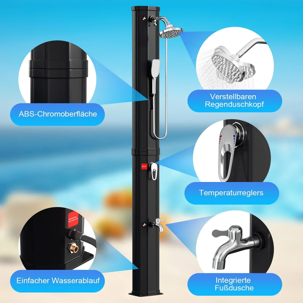 Sonnewelt 60L Doccia Solare Doccia da Giardino Incl. Copertura Protettiva e Doccetta