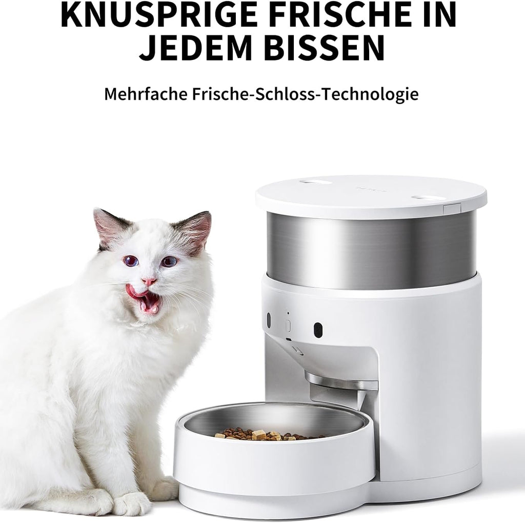 PETKIT Automatischer Hunde Katzen Futterautomat, Auto-Rotate Bowl, Programmierbare Portionskontrolle 5-200g pro Mahlzeit & 20s Voice Recorder Pets Smart Feeder für mittlere große Hunde Katzen -5L