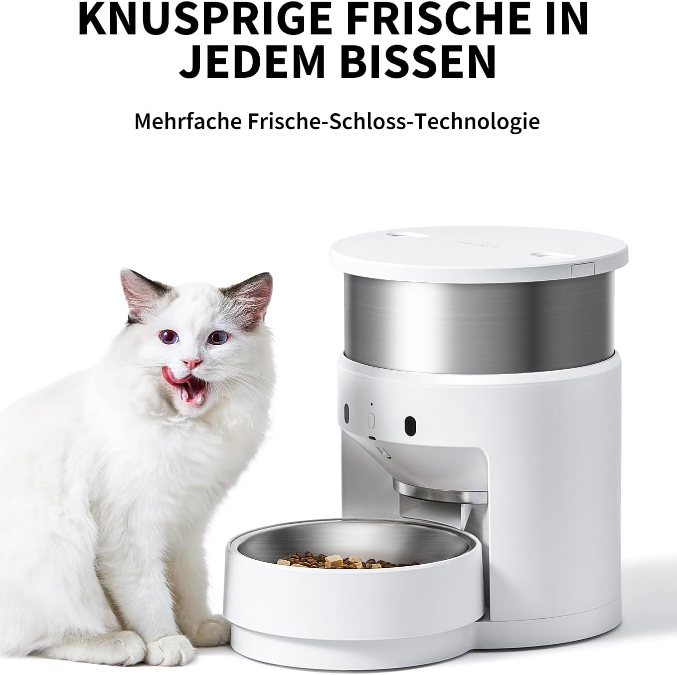 PETKIT Automatischer Hunde Katzen Futterautomat, Auto-Rotate Bowl, Programmierbare Portionskontrolle 5-200g pro Mahlzeit & 20s Voice Recorder Pets Smart Feeder für mittlere große Hunde Katzen -5L