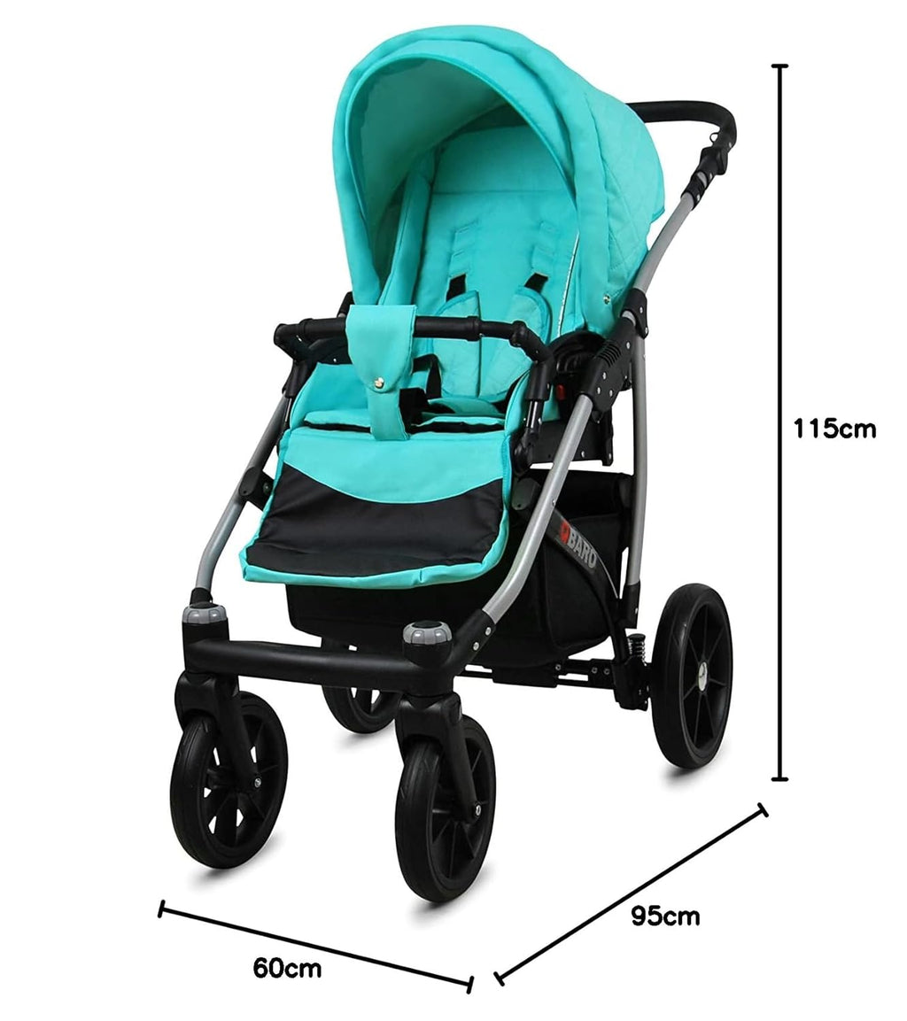 BabyLux® Bambimo Kinderwagen Set 3 in 1 - Qbaro - incl. Babywanne, Buggy Sportsitz, Auto-Babyschale - Autositz - Kinderwagenset - Kombikinderwagen mit Wickeltasche, Regenschutz usw.