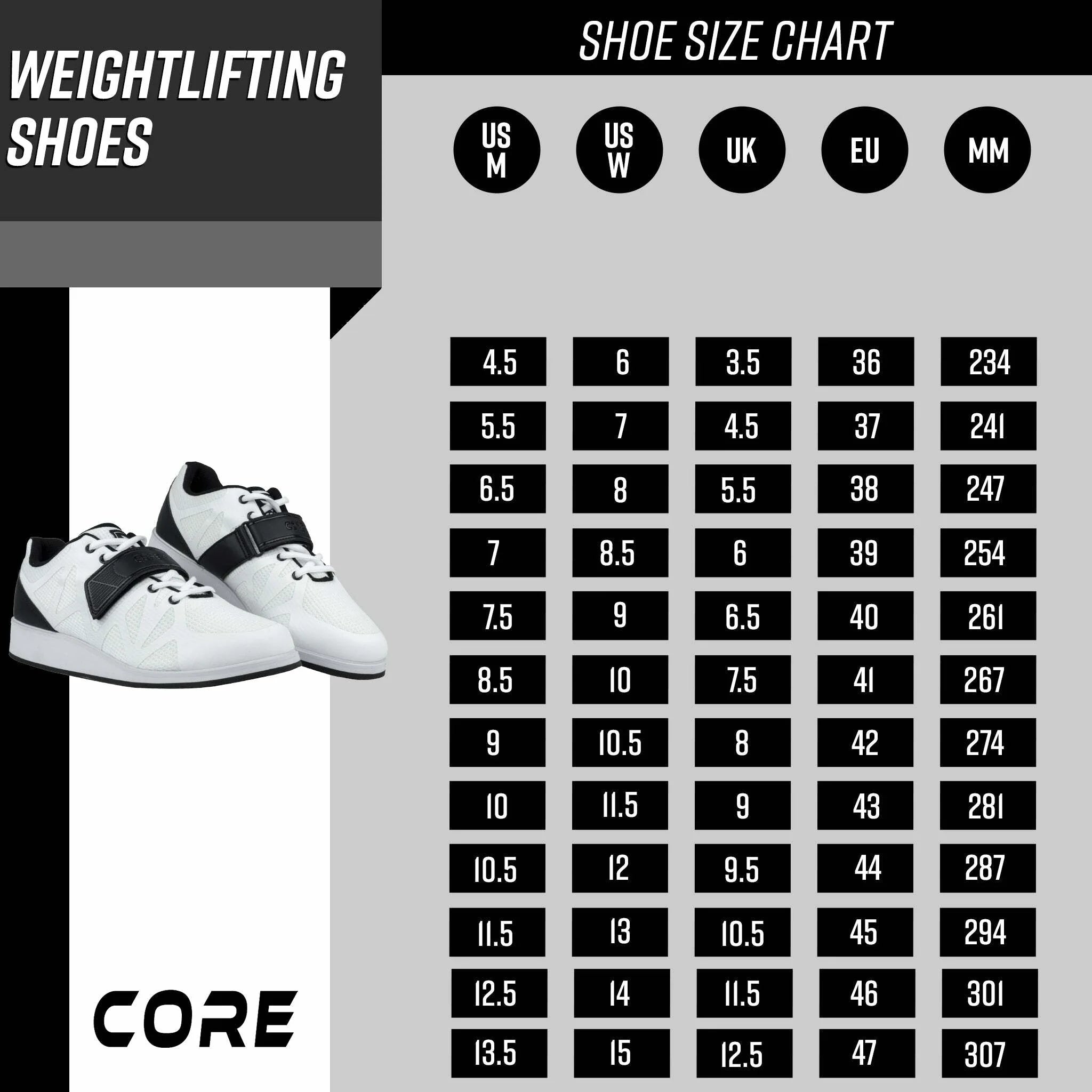 Scarpe da sollevamento pesi Core, bianco