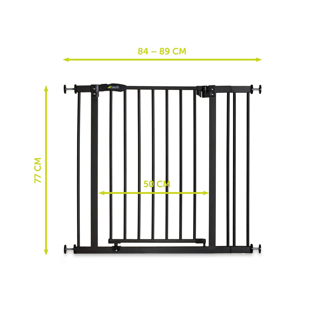 Hauck Treppenschutzgitter / Türschutzgitter Close N Stop incl. 21 cm Verlngerung, für Breiten 96 - 101 cm, ohne Bohren, Einhndiges ffnen, Beidseitig Schwenkbar, Metall, Schwarz